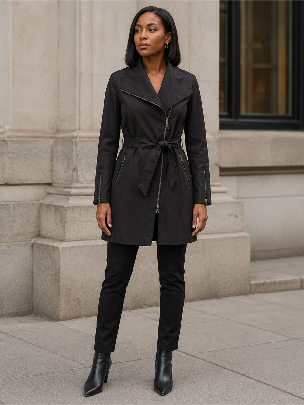 Mackage Ladies' Black Belted Trench Coat - Classic Black Jacket